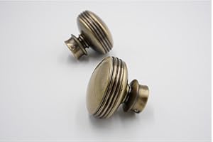 THE POLES & BLINDS OUTLET 19mm Diameter Curtain Pole Finials Ends - Ribbed Ball Design - Antique Brass Finish - Pack of 2