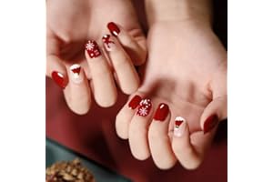 Brishow Trumna sztuczne paznokcie Boże Narodzenie sztuczne paznokcie śnieg łoś prasa na paznokcie pełne pokrycie naklejki na paznokcie 24 szt. dla kobiet i dziewcząt (5)