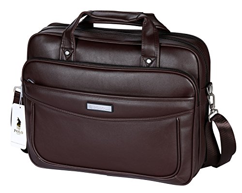 Cuero Ordenador portátil Maletín,POLO VIDENG 16 Pulgadas Agua Resistente Negocio Maletín,Ampliable Grande Viajar Bolsa de Hombro para Hombre y Mujer Se Adapta a 16 Pulgadas (VC1-Marrón Oscuro)