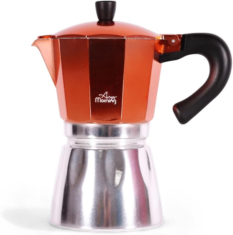 Any Morning 240 ml Alüminyum Moka Pot Espresso Kahve Makinesi Bakır Renk HES-6