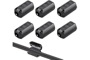 QitinDasen 6Pcs Noir Ferrite Anneau Noyau, Noyau de Ferrite à Clipser, RFI EMI Noise Suppressor Clip de Câble, Anti-Interférence Haute fréquence Filtre (13mm Intérieur Diamètre)