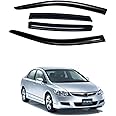 ModifyStyle Unbreakable Door Visor/Wind Deflector/Rain Guard Compatible for Honda Civic (2006 to 2013) Type 1 (set of 4pc)