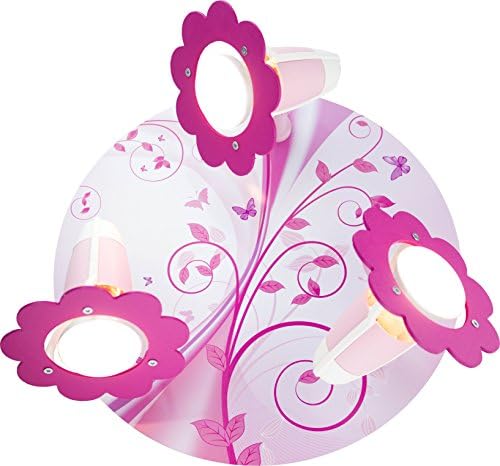 Elobra Kids Lamp Ceiling Light Fantasy Rondell Kids Room Wood, pink 131510