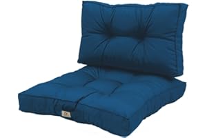 DECO ARTS Coussins pour Salon de Jardin - Coussins extérieur - 50x50 cm - Coussin de Remplacement pour Fauteuil, Banc & Chaise d'extérieur - Imperméable, Confortable & capitonné - Bleu Pétrole