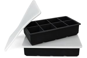 EISARO Eiswürfelform groß XXL Eiswürfel Form Silikon mit Deckel Eiswürfelbehälter 2er Pack Eiswürfelbereiter 5 cm ice cube tray für Bier Cocktails Whisky (Schwarz)