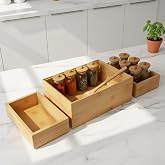 Deconox 3'l&uuml; Mod&uuml;ler Bambu Organizer Set - &Uuml;st &Uuml;ste Ge&ccedil;ebilen &Ccedil;ok Ama&ccedil;lı &Ccedil;ekmece İ&ccedil;i ve Masa&uuml;st&uuml; D&uuml;zenleyici Kutu - Banyo, Mu