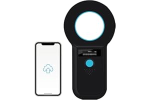 Smoostart Bluetooth Lector Microchip Animales, Lector Chip Mascotas, ISO11784/85/FDX-B/EMID con 1000 Almacenamiento de Datos Lector de Chip para Perros Mascota conecte el móvil y la PC con Bluetooth