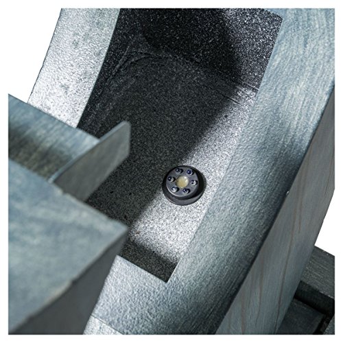 miaVILLA Gartenbrunnen Brunnen Delta LED Beleuchtet Metall Grau - 3