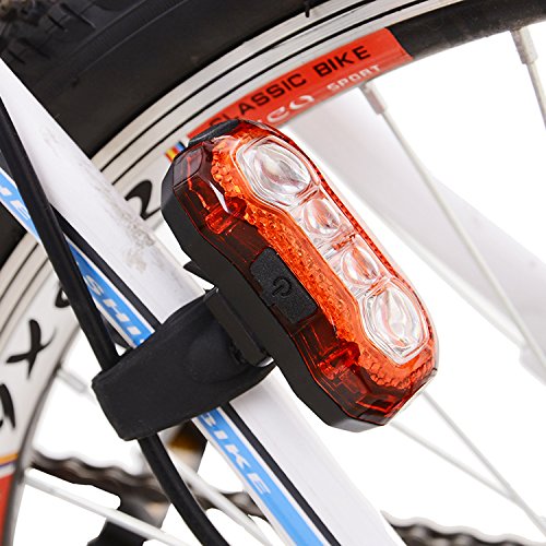 ZITFRI LED Rücklicht Fahrrad Rückleuchte LED Fahrradlicht Warnleuchte Frontleuchte Für Helm, Fahrrad, usw., USB Aufladbare Fahrradbeleuchtung Mit 5 Lichtmodi und Verstellbarem Gummihalter Super Hell 120 Lumen (Rot) - 9