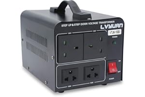 LVYUAN 1000W 220V 110V Step Up & Step Down Voltage Transformer Converter UK to US Dual 110V & 220V outlets