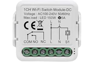 MHCOZY Tuya Smart Life app Modulo relè WiFi a contatto secco, 1 canale DC 12/24V AC 100-240V, funziona con Alexa Google Home