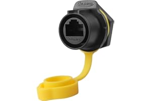 CNLINKO LP-20 RJ45 Socket de Montaje en Panel, Conector Ethernet CAT6 RJ45 Socket de Agujero Único IP68 Conector Impermeable M20 (Socket de Agujero Único RJ45 Amarillo)
