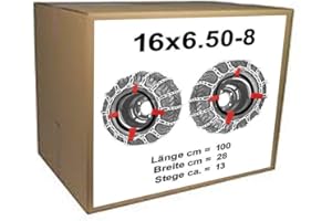 VSK 16x6.50-8 Schneeketten + Spanner für Rasentraktor Aufsitzmäher 16 x 6.50-8 und 165/60-8 170/60-8