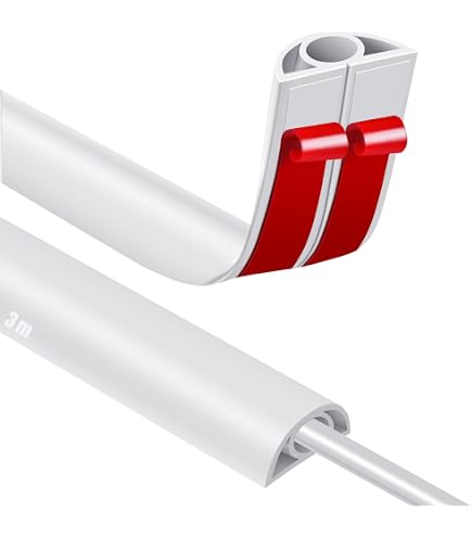 Goulotte Cache-câble Sol 3m PVC - Auto-adhésive Demi-ronde - 3 Passages - Pour Bureau Et Maison