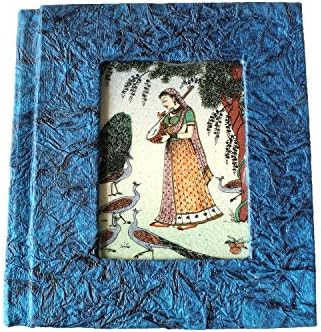 Splendid Indian Traditional Miniature Gemstone Painting on Glass Handmade Recycled Paper Address Book (Diary)