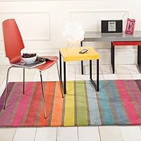 Flair Rugs ilusión rayas 100% lana Tejido a mano alfombra, Multi, lana, 200 x 290 Cm