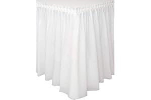 VETRINE INRETE Vetrineinrete® Gonna da tavolo tovaglia plastificata con adesivo per tavola decorazione per feste compleanno battesimi eventi matrimoni 73x426 cm 306406 (Bianco) C40