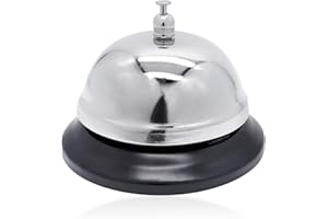 Peslogy Reception Call Bell, Desk Call Bell, 3.3 inch Diameter, Service Bell for Hotel, Restaurant, Kitchen, Shop, School, Hospital, Pet Training, Asking for Help (Silver)