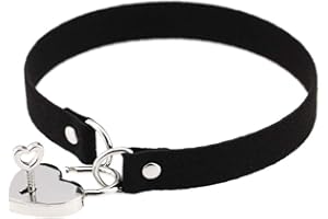 Bontand Leather Punk Collar Love Lock Chokers for Women Heart Alloy Statement Choker Necklace Neck Jewelry for Female