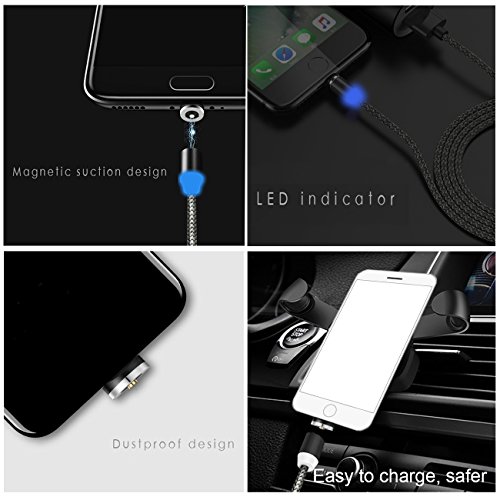 Magn  tique C  ble USB Lightning   USB C  Type C   Micro Charge Ultime Rapide   NO Synchro - 3 en 1 Nylon Tress   C  ble Chargeur en Aluminium pour iPhone  Samsung   Sauf S9     Nexus  Oneplus  Sony  Huawei  Nokia  New MacBook  ChromeBook Pixel  Nintendo Switch et d   autres appareils compatibles USB  1M noir 