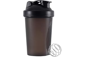 huiyoujiu Protein Shaker Bottle, Supplements Shakers with Mixing Ball, Portable Workout Water Cup with Leakproof Flip-on Lid, 400ml Fitness Milkshake Bottle for Gym, Sports, Fitness