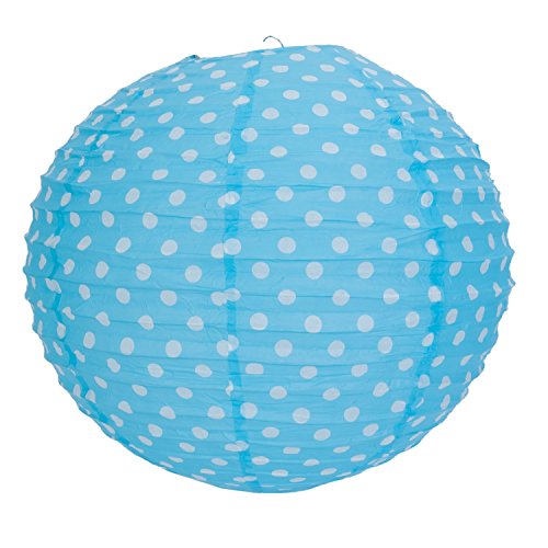 Clayre & Eef 6LAK0328M Lampenschirm Papier mittel blau Punkte weiß ca. Ø 40 cm