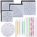 Produktbild auihiay 28 Stück Mandala Malerei Kits Mandala Dotting Tools mit Farbwanne, Mandala Schablone, cardstocks, Acryl Dotting Stangen, Farbe Pinsel und doppelseitige Dotting Tools für Wand, Felsen, Malerei