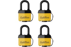 Guliffen Väderbeständigt laminerat hänglås med nyckel, 4-pack utomhus dyna lås med samma nyckel för grind, skjul, släpvagn, f
