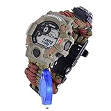 Zdmathe Waterproof Survival Paracord Bracelet Watch with Compass Flint Fire Starter Whistle Gear