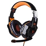 Tsing Auriculares Cascos Gaming de Diadema Abiertos Estéreo con Micrófono para PC Computadoras (Negro+Naranja)