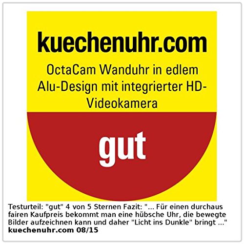 OctaCam Wanduhr in edlem Alu-Design mit integrierter HD-Videokamera - 7