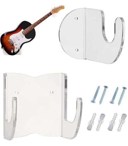 6x Supporti A Muro Per Chitarra, In Metallo Nero, Universali, Con Fissaggi