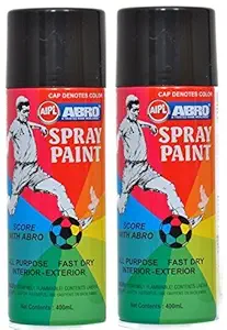 ABRO SP-4 Multipurpose Colour Spray Paint Can for Cars and Bikes (Matt Black, 400ml, 2