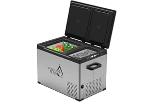 PLUG IN FESTIVALS elektrische Kühlbox - 2 Fächer Kompressor Kühlbox 12v 230v - bis -20 Grad & App-Steuerung - Gefrierbox Auto & Camping - DUAL Ice Cube elektrisch (32 Liter)