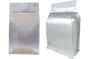 Förpackningsväskor av aluminium framtill, Mylar Bags For Food Storage Stand Up Ziplock Heat Sealing 6 Sizes 9x18cm-19x28cm Pack of 50(19x28cm)