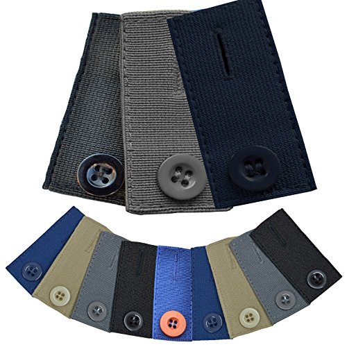Medipaq® Skirt Trouser or Jeans Button WAIST EXTENDERS x3 Pack (1x Navy  1x Black  1x Grey)