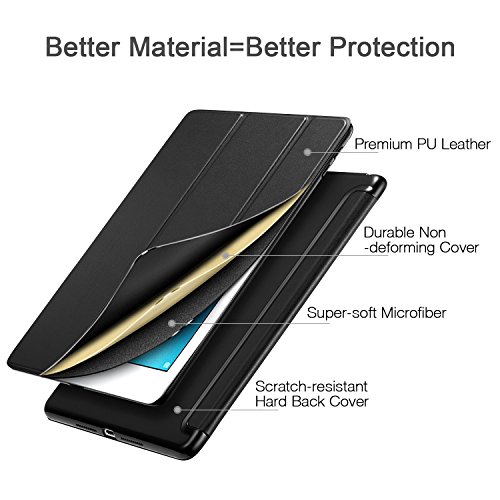 iPad Pro 10.5 Hülle, ESR® Yippee Series Auto aufwachen/Schlaf Funktion Ledertasche mit Schwarz Rückseite Abdeckung Leichtgewicht Anti-Kratzer Schutzhülle für iPad Pro 10.5 (Schwarz) - 2