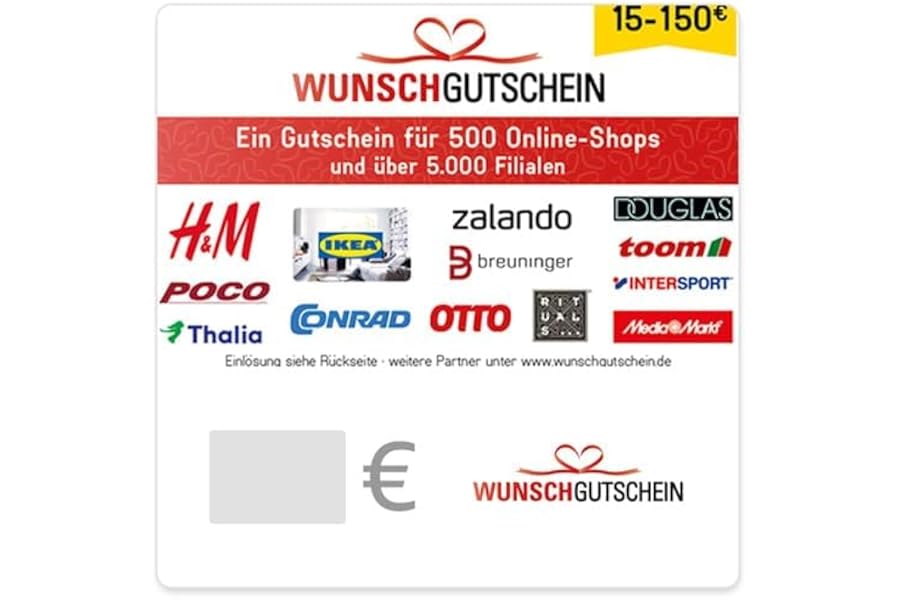 WUNSCHGUTSCHEIN das perfekte Geschenk - 500 Einlösepartner - für Deutschland - per E-Mail (nicht für Amazon einlösbar)