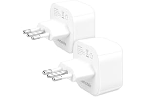 kwmobile 2 x adapter podróżny Włochy typ L, adapter podróżny, wtyczka podróżna Schuko EU do gniazdka typu L, np. we Włoszech - adapter na urlop, biały