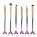 EUIRISTORE 6 Pcs Small Eyeshadow Brushes Eyebrow Eyeliner Brushes Set Mermaid Handle Cosmetic Tools