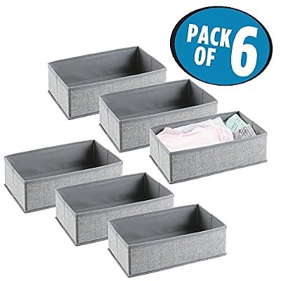 MetroDecor mDesign la boîte de rangement – le panier de rangement idéal pour ranger vos vêtements, serviettes, lotion, médicaments – Pack de 6 – Pratique bac de rangement de mDesign – couleur : gris