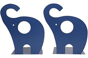 WINTERWORM Sujetalibros de metal antideslizante con forma de elefante, para decoración de regalo para niños., color azul