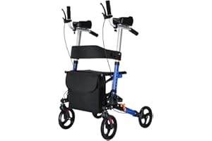 BYTETECPEAK R2 Deambulatore pieghevole e leggero con sedile, deambulatore sottile per appartamento, deambulatore per anziani, pieghevole, dotato di supporti regolabili per avambracci, portata fino a 100 kg