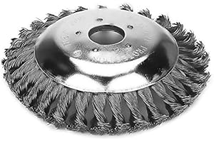 SI FANG 6" 150mm Grass Strimmer Head Knotted Steel Wire Wheel, Garden Weed Brush Lawn Mower Indestructible Trimmer Cutter Head Universal Replacement Tool