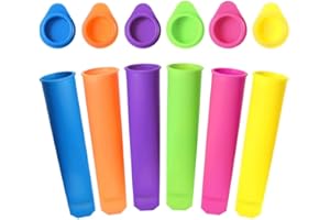 WJI 6 Pièce Moule à Glace sans BPA,Moule a Glace Silicone Batonnet, Moule Silicone Glace,Moule Glaces à l'eau,Ice Pop Mold Popsicle Sorbet DIY Réutilisable,pour DIY Sorbet,Yaourts,Glace Maison