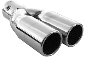 BOLOROMO Auspuffblende Doppelrohr Endrohr Edelstahl Auto Endrohrblenden Auspuffendrohr Auspuffrohr Tuning Universell Schalldampf Blende Sport Rund Chrom Auspuffspitzen 43-55 mm