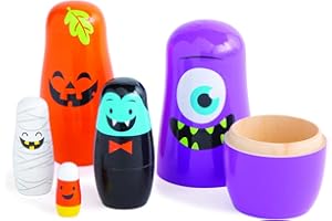 Fun Express Halloween Character Nesting Dolls, 1 Set, 5 Pieces per Set, Great Halloween Prize, Decoration and Gift