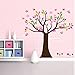 TODEAL Pretty Bedroom Colorful Flowers Butterfly Owls Birds Around Tree Nursery Wall Art Stickers Decal Home Decor Decorate Removable for Nursery Baby Girls Kid's Room