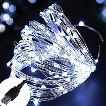 dripping colors USB Silver LED Waterproof Indoor Outdoor String Lights, 5m 50 LEDs (white)