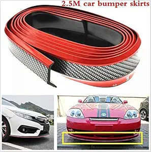 AutoTrends Samurai Black RED Carbon Fiber Look Car Body Kit Bumper Lip Side Skirt Rubber Edge Decorative Protector Trim